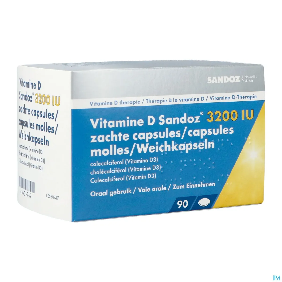 Vitamine D Sandoz 3200 iU 90 Capsules Molles