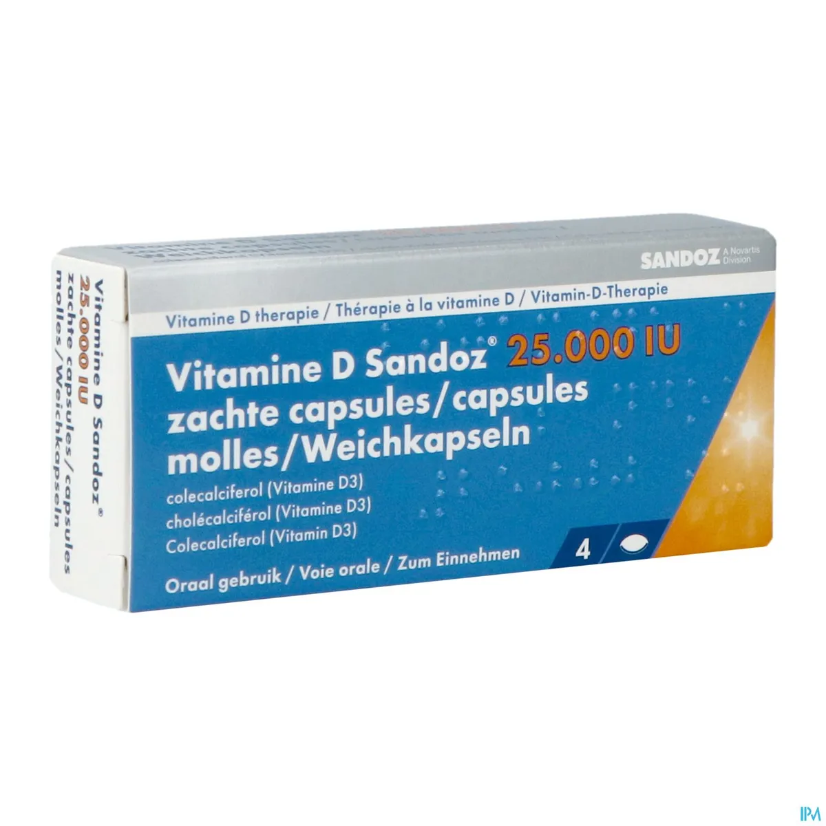 Vitamine D Sandoz 2500 iU 4 Capsules Molles