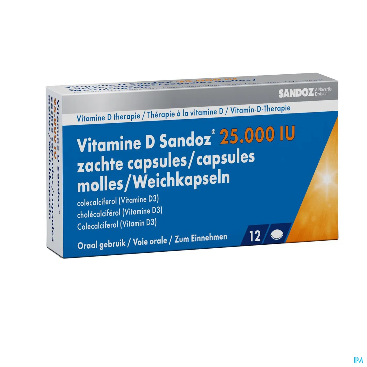 Vitamine D Sandoz 2500iU 12 Capsules Molles