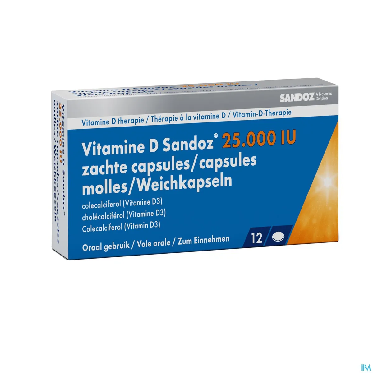 VITAMINE D SANDOZ 25000IU CAPS ZACHT 12