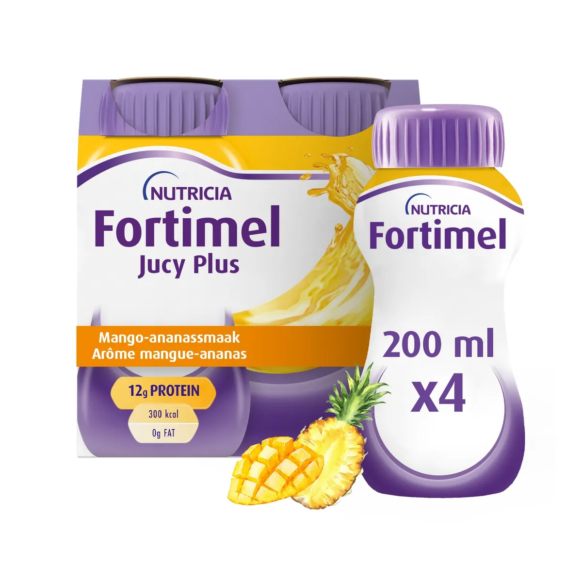 Fortimel Jucy Plus Mango - Ananassmaak Voedingssupplement Ondervoeding Flessen 4x200ml