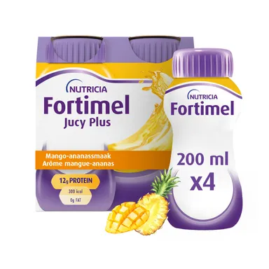 Fortimel Jucy Plus Mango - Ananassmaak Voedingssupplement Ondervoeding Flessen 4x200ml