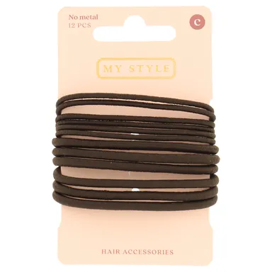 My Style Haaraccessoires Basic Elastiek Dun + Dik Bruin