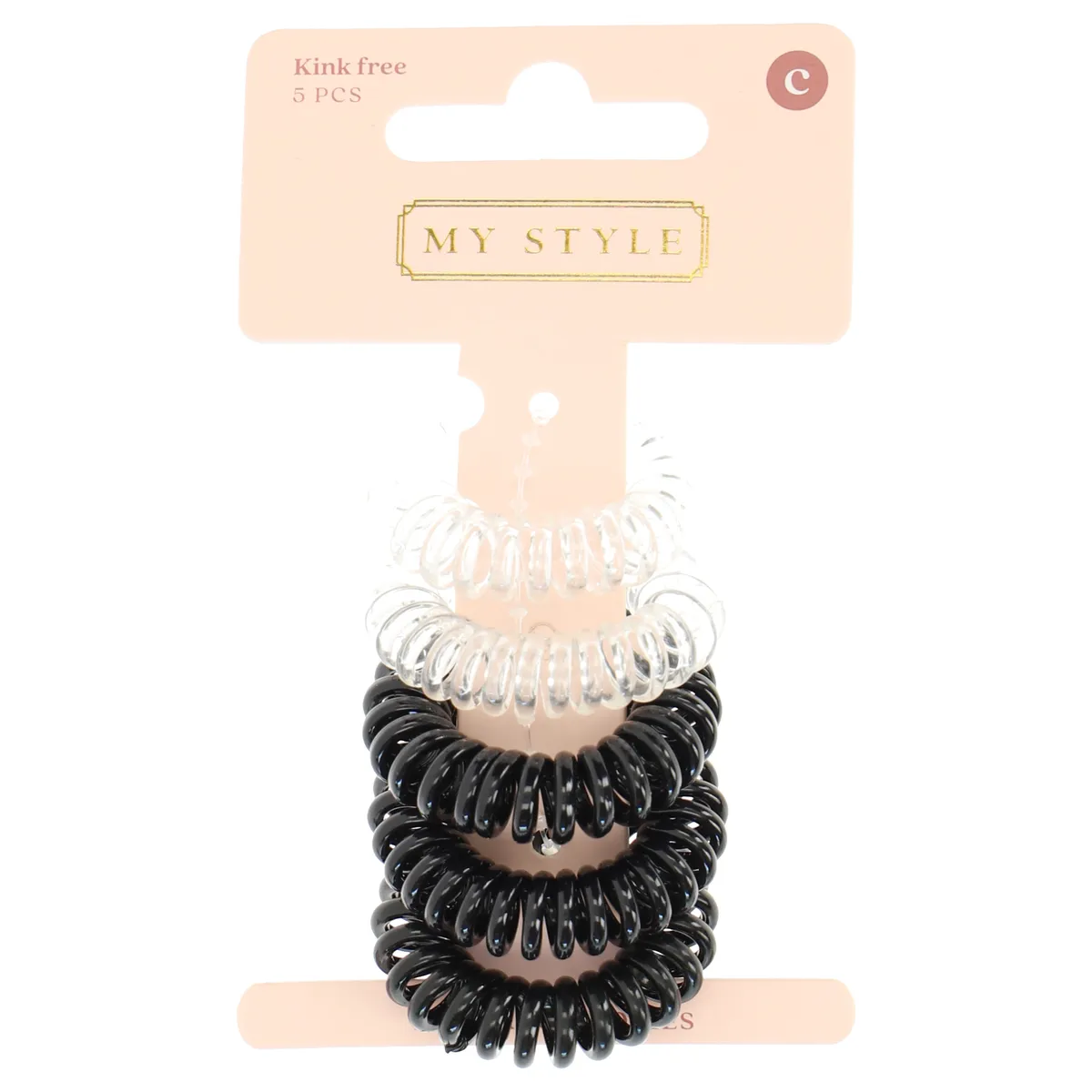 My Style Haaraccessoires Basic Spiraalelastiek Zwart + Transparant