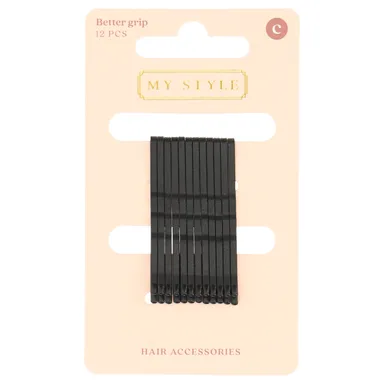 My Style Accessoires Cheveux Basic Bobby Pins Grip Noir 12
