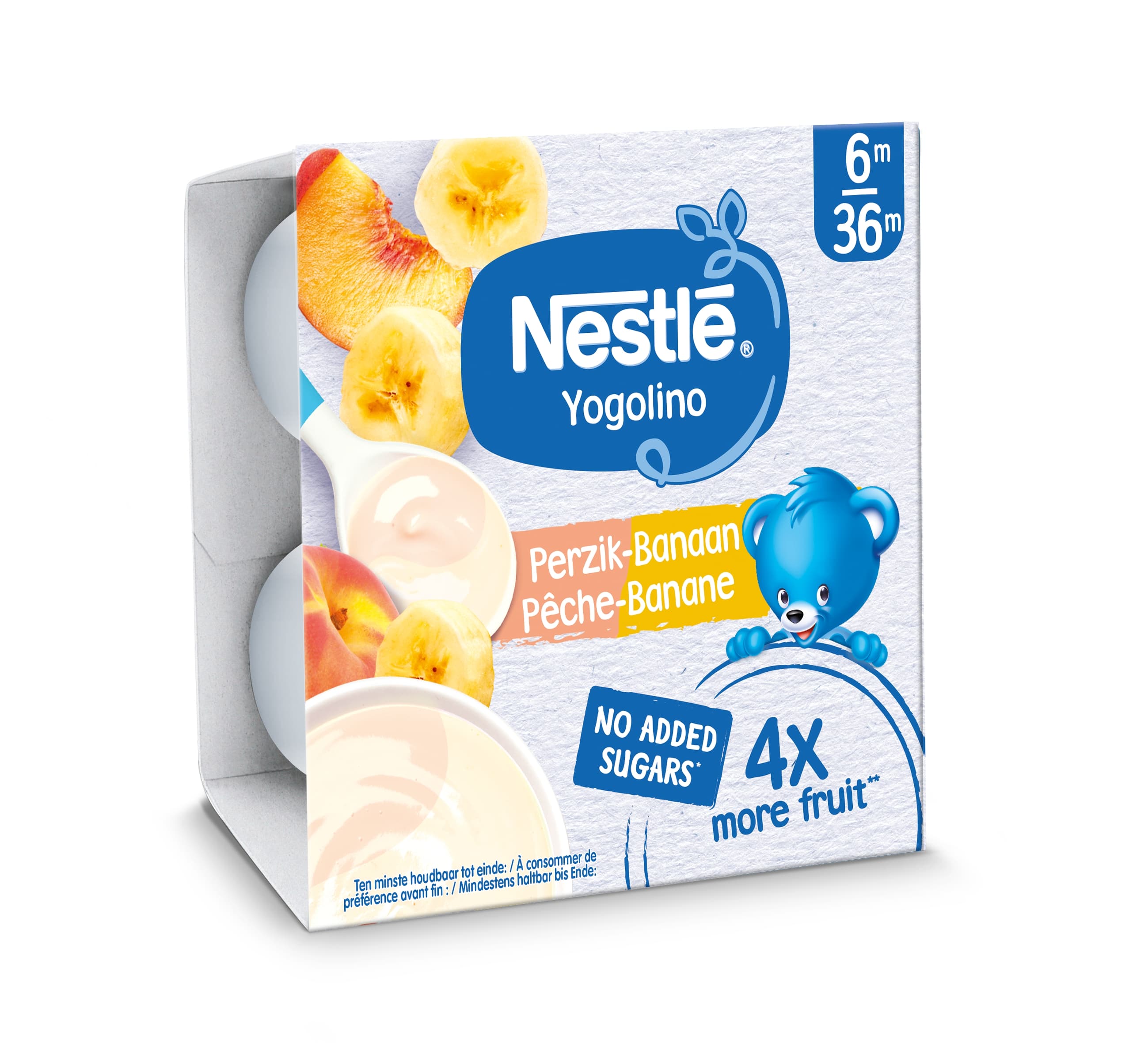 Nestlé Yogolino Banaan Perzik Baby 6+ Maanden 4x90 g - Nestlé