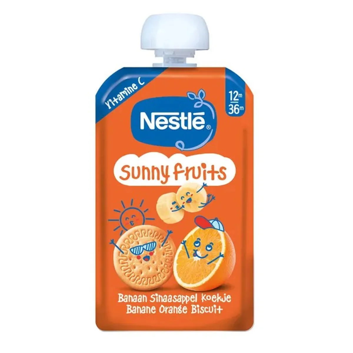 Nestlé Puree van Banaan Sinaasappel en Koekje 8x110 g