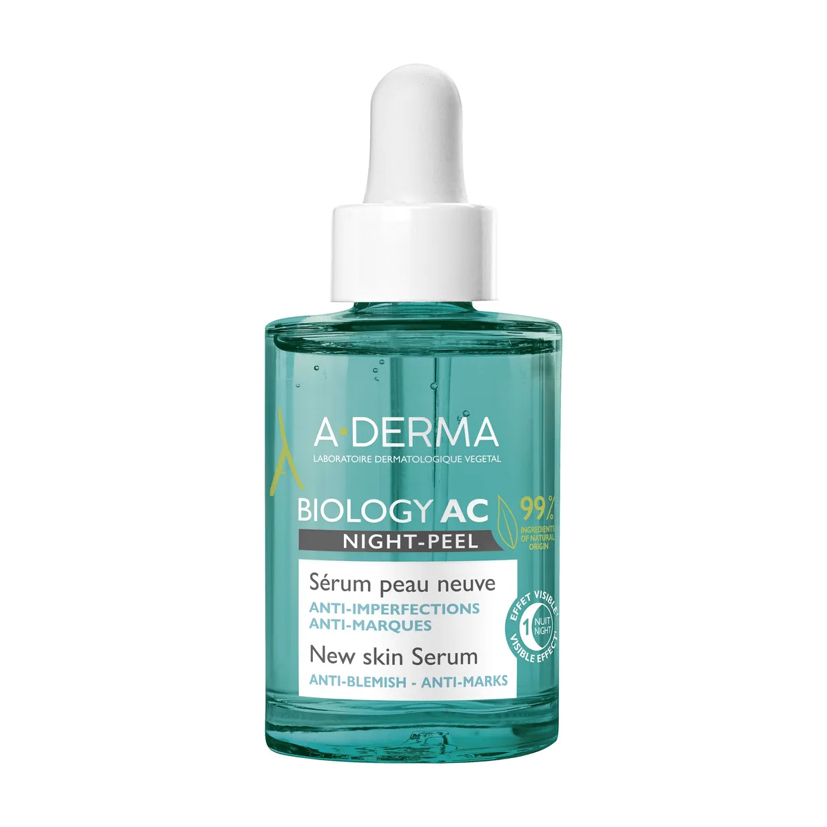 A-Derma Biology Ac Night-Peel Sérum Peau Neuve Anti-Imperfections 30Ml