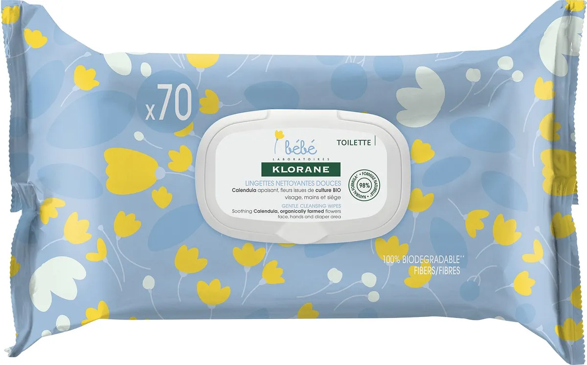 Klorane Bébé Calendula Bio Lingettes Nettoyantes Douces X70
