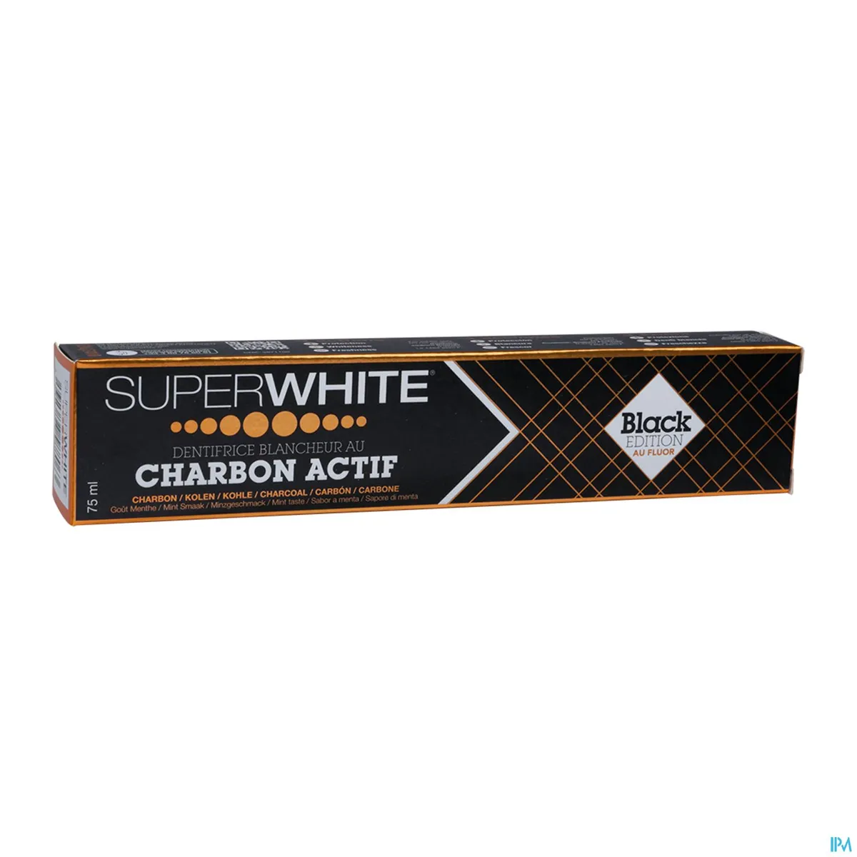 Superwhite Whitening Tandpasta Actieve Koolstof Black Edition 75 ml