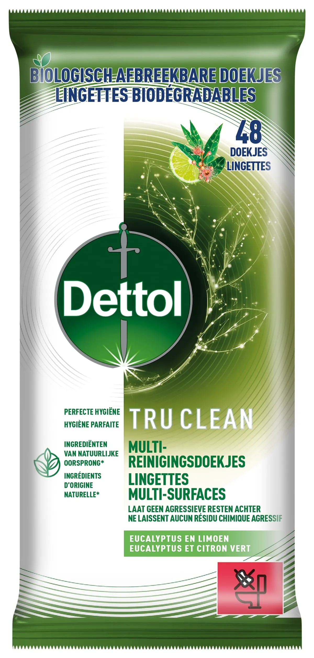 Dettol Lingettes Multi-surfaces Eucalyptus Citron Vert 45 Lingettes
