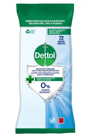 Dettol Lingettes Désinfectantes Multi-Surfaces 72 Lingettes
