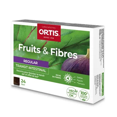 Ortis Fruits & Fibres Regular Transit Intestinal 24 Cubes à Mâcher