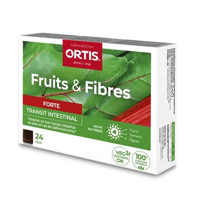 Ortis Fruits & Fibres Forte Transit Intestinal Action Rapide 24 Cubes à Mâcher