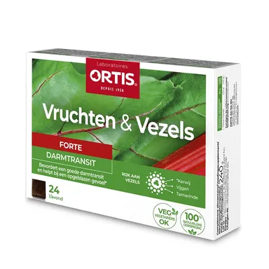 Ortis Vruchten & Vezels Forte Transit Intestinal Action Rapide 24 Kauwblokjes