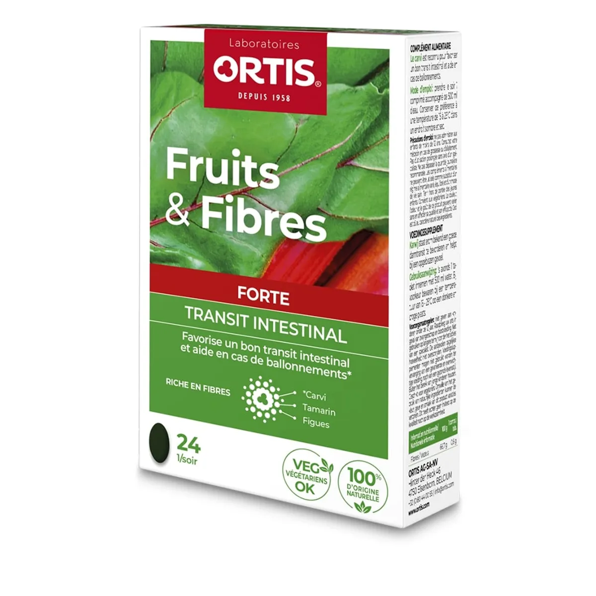 Ortis Fruits & Fibres Forte Transit Intestinal Action Rapide 24 Comprimés