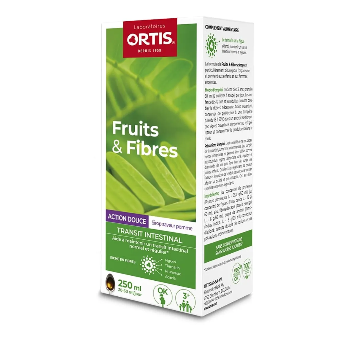 Ortis Fruits & Fibres Kids Transit Intestinal Sirop +3 ans 250ml