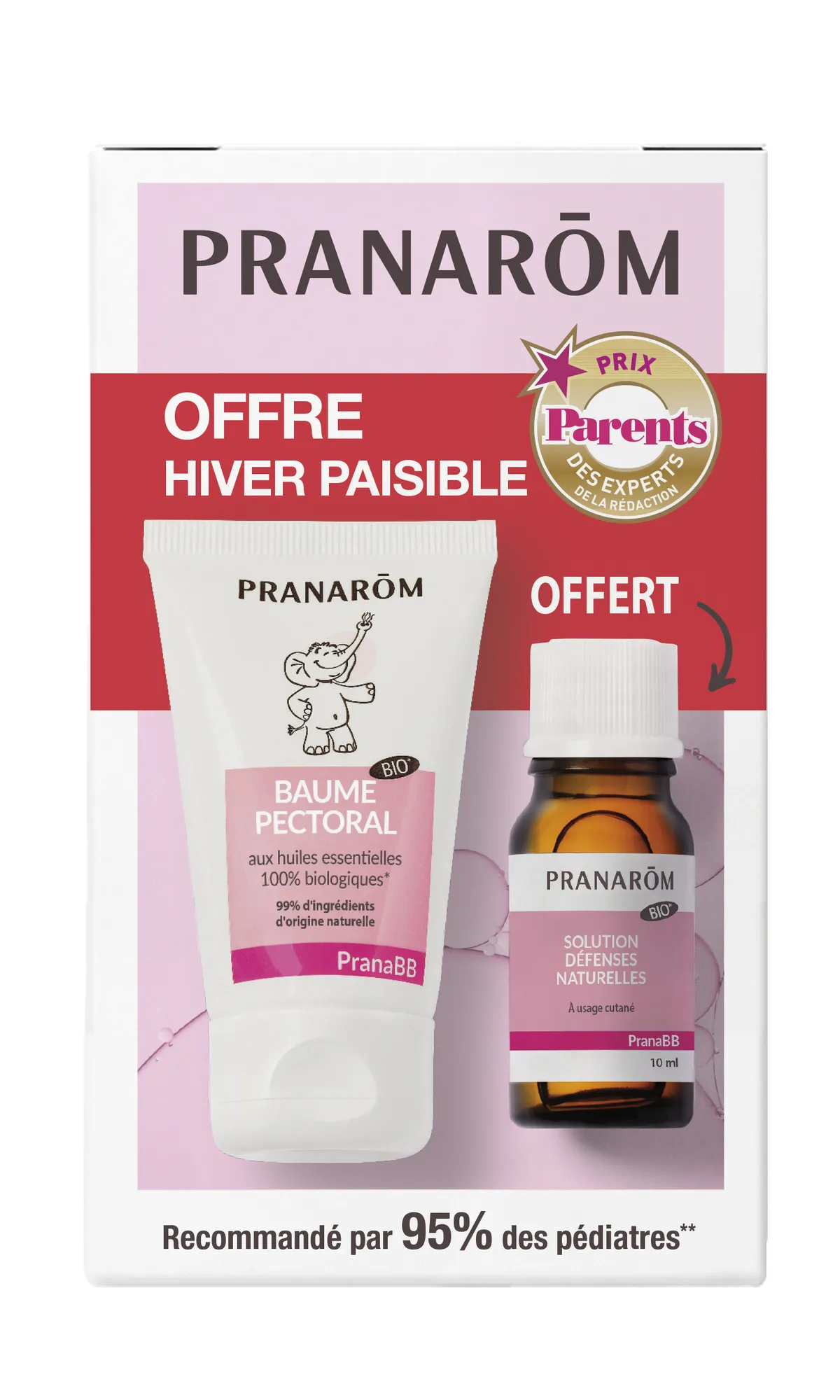 Pranarôm Offre Hiver Paisible Baume Pectoral 40ml + Solution Défenses Naturelles 10ml