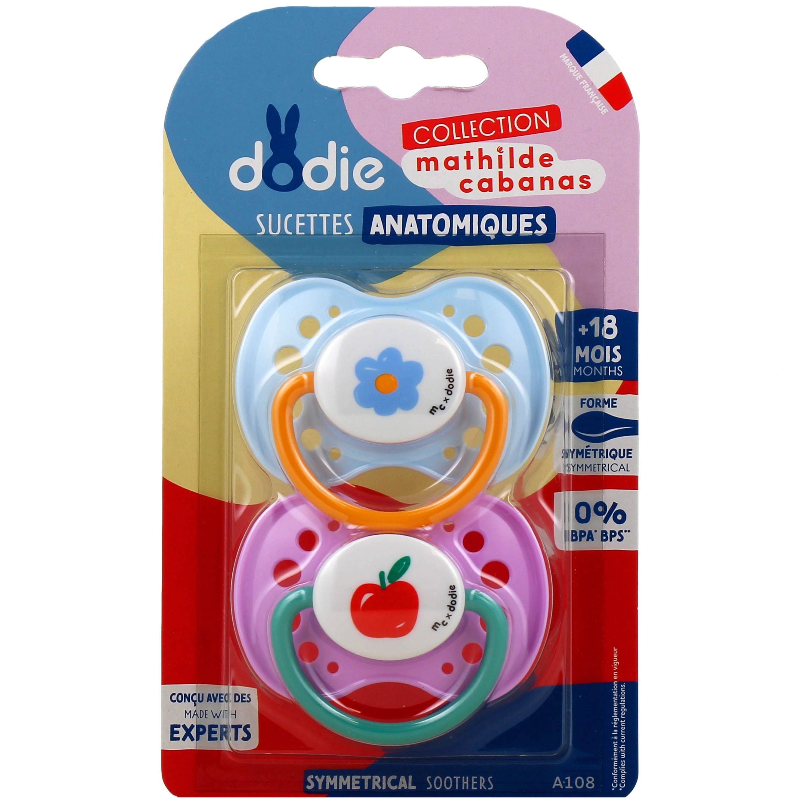 Dodie Duo Anatomische Fopspenen +18M Roos Mathilde Cabanas - DODIE