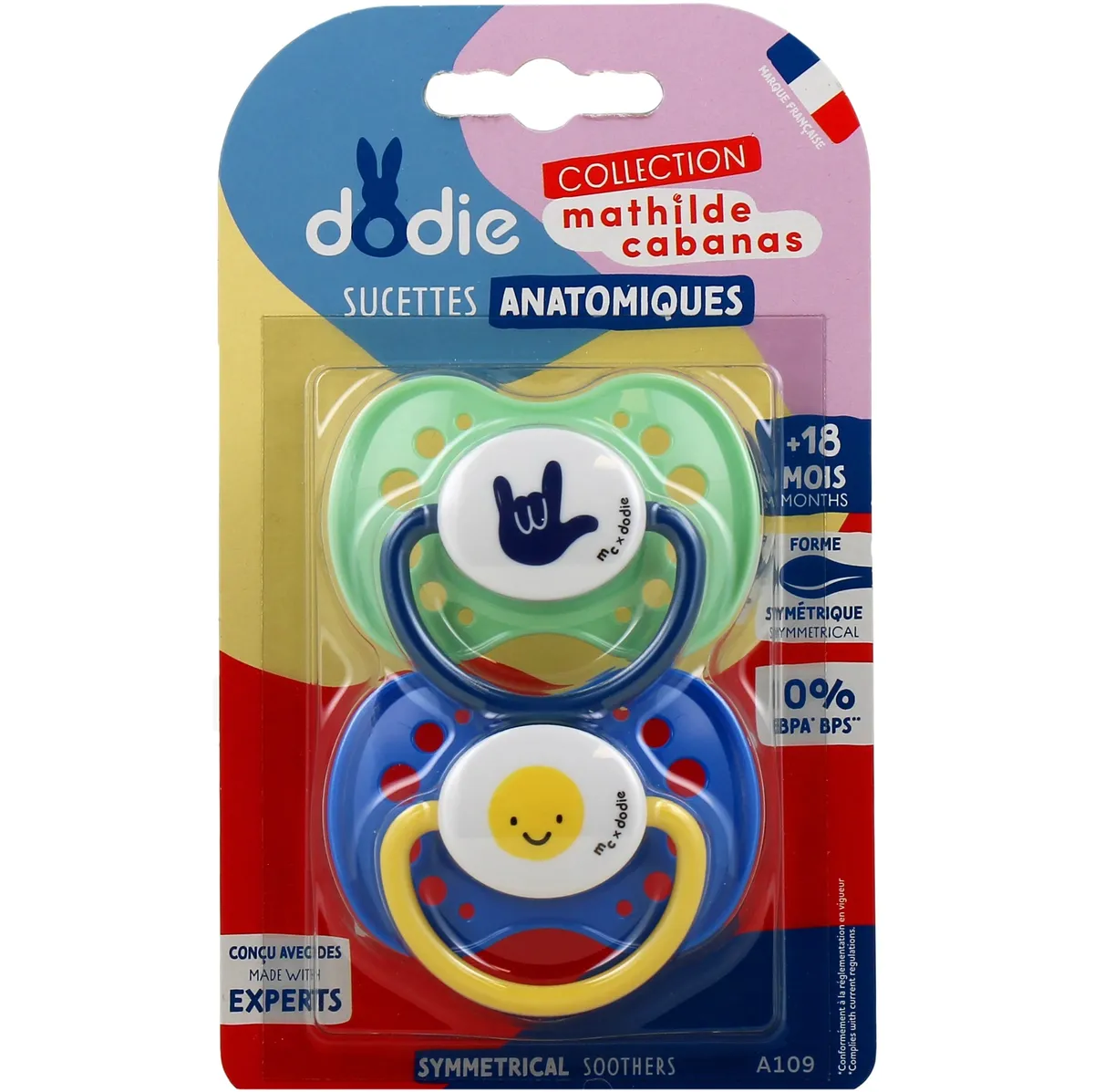 Dodie Duo Anatomische Fopspenen +18M Blauw Mathilde Cabanas