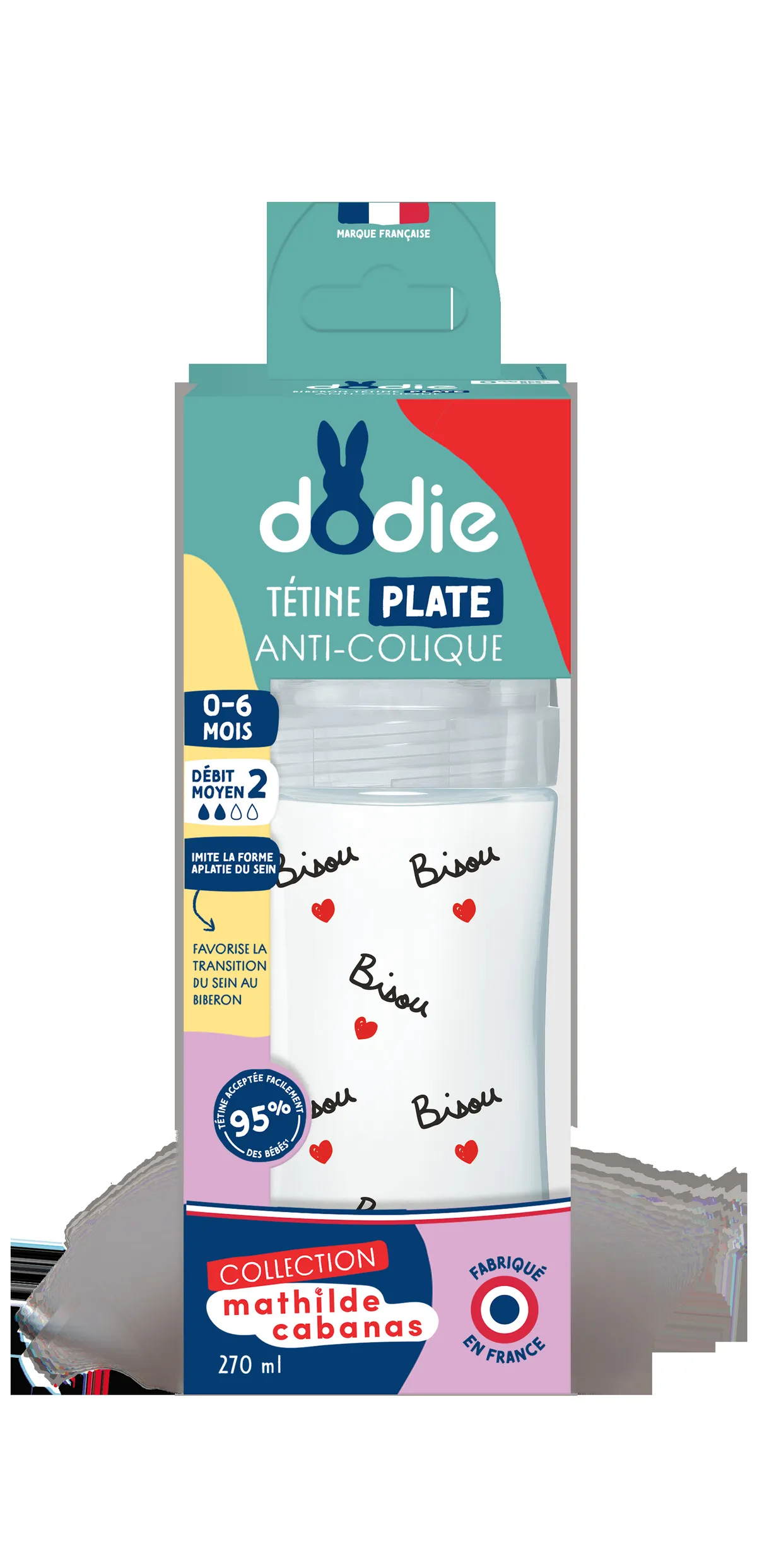 Dodie Biberon Tétine Plate Anti-Colique Mathilde Cabanas 270ml