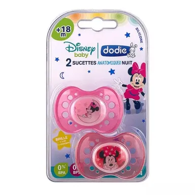 Dodie Sucettes Anatomiques Silicone Nuit Minnie +18m