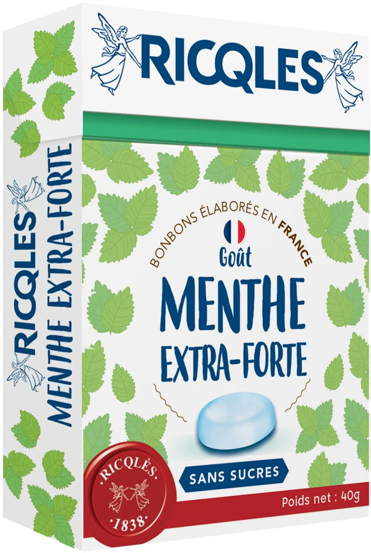 Ricqles Bonbons Menthe S/sucres 40g
