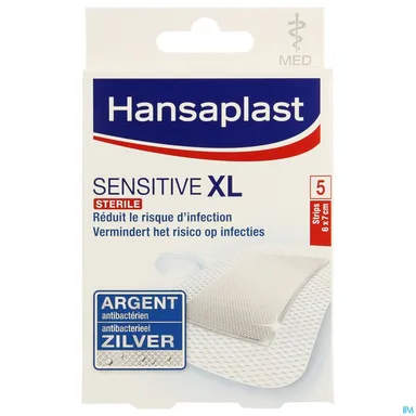 Hansaplast Med Sensitive Pleisters XL 6cm x 7cm 5 Stuks