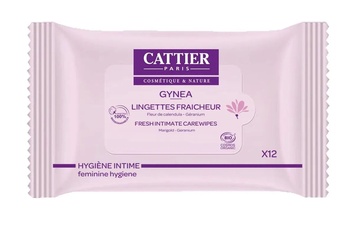 Cattier Gynea Lingettes Fraîcheur Hygiène Intime Bio 12