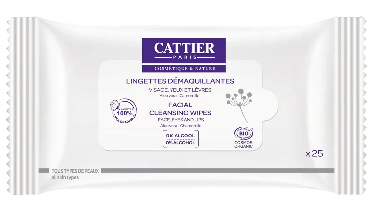 Cattier Make-Up Remover Doekjes Gezicht Ogen Lippen Bio 50