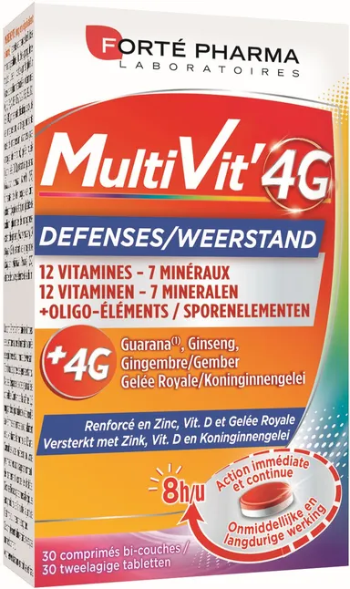 Forté Pharma MultiVit'4G Défenses 30 Comprimés