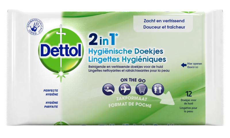 Dettol 2-in-1 Hygiënische Doekjes 12 stuks