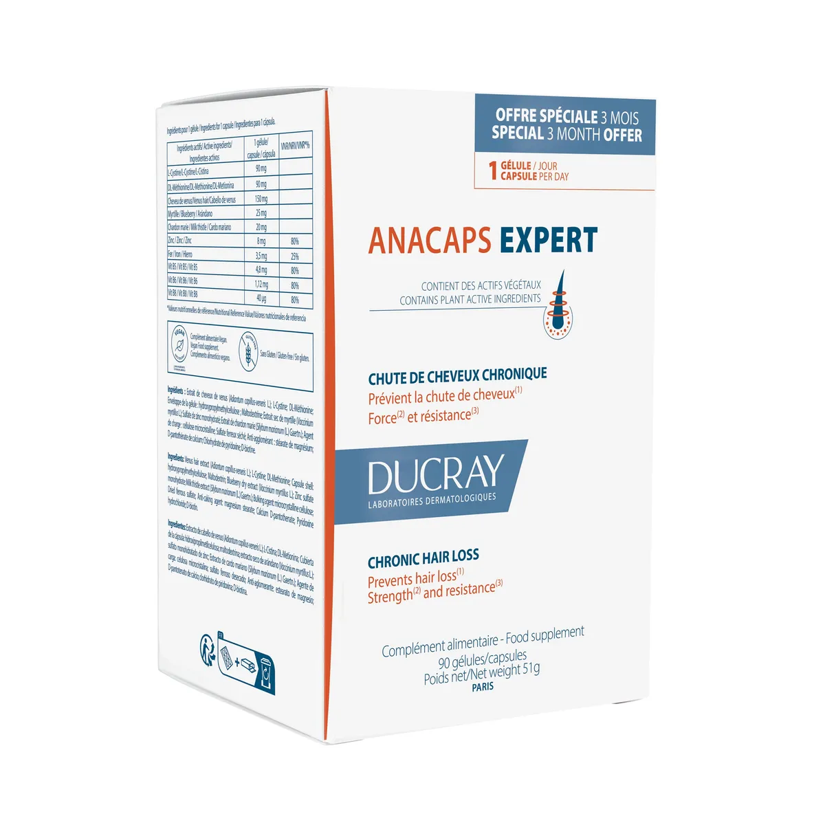 Ducray Anacaps Expert Tegen Progressieve Haaruitval 90Caps