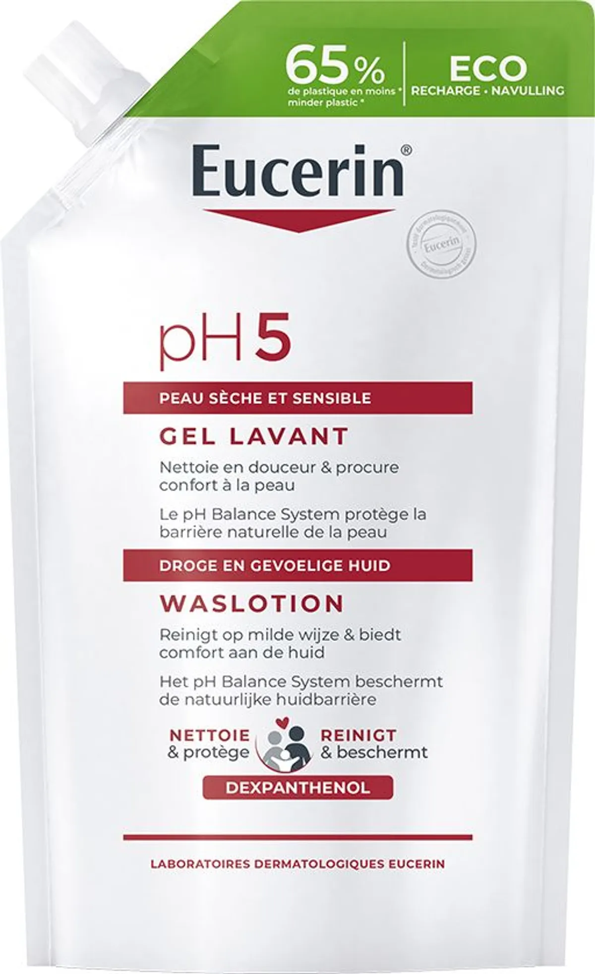 Eucerin pH5 Waslotion Droge en Gevoelige Huid navulling Gezicht en Lichaam 400ml