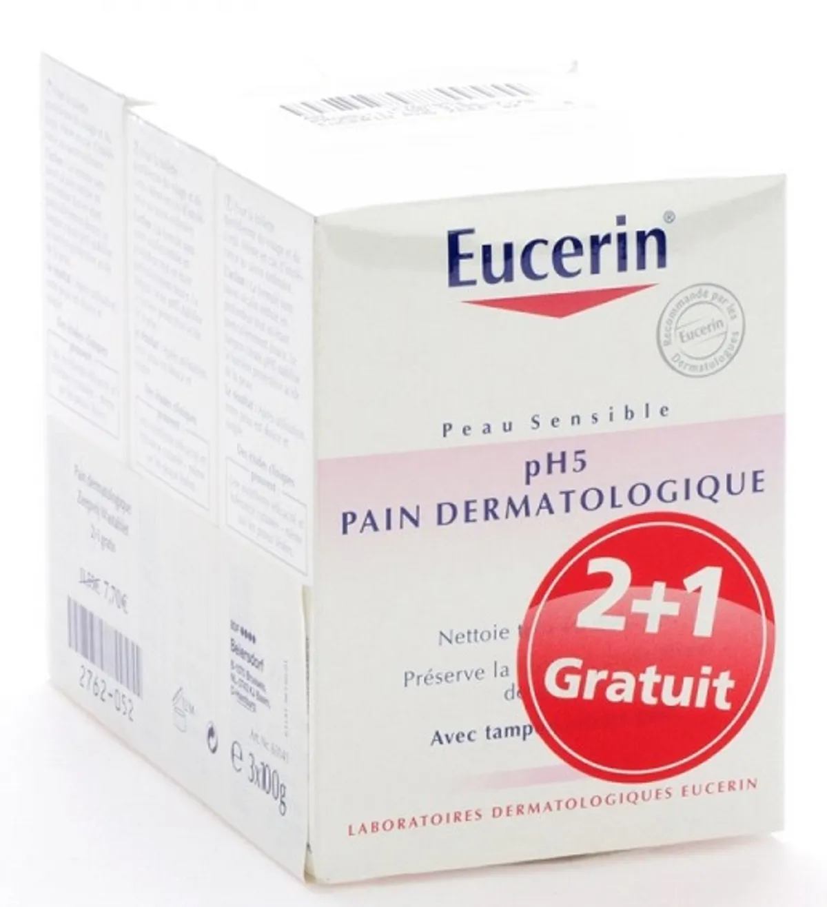 Eucerin pH5 Peau Sensible Pain Dermatologique 3x100g (2 + 1 gratuit)