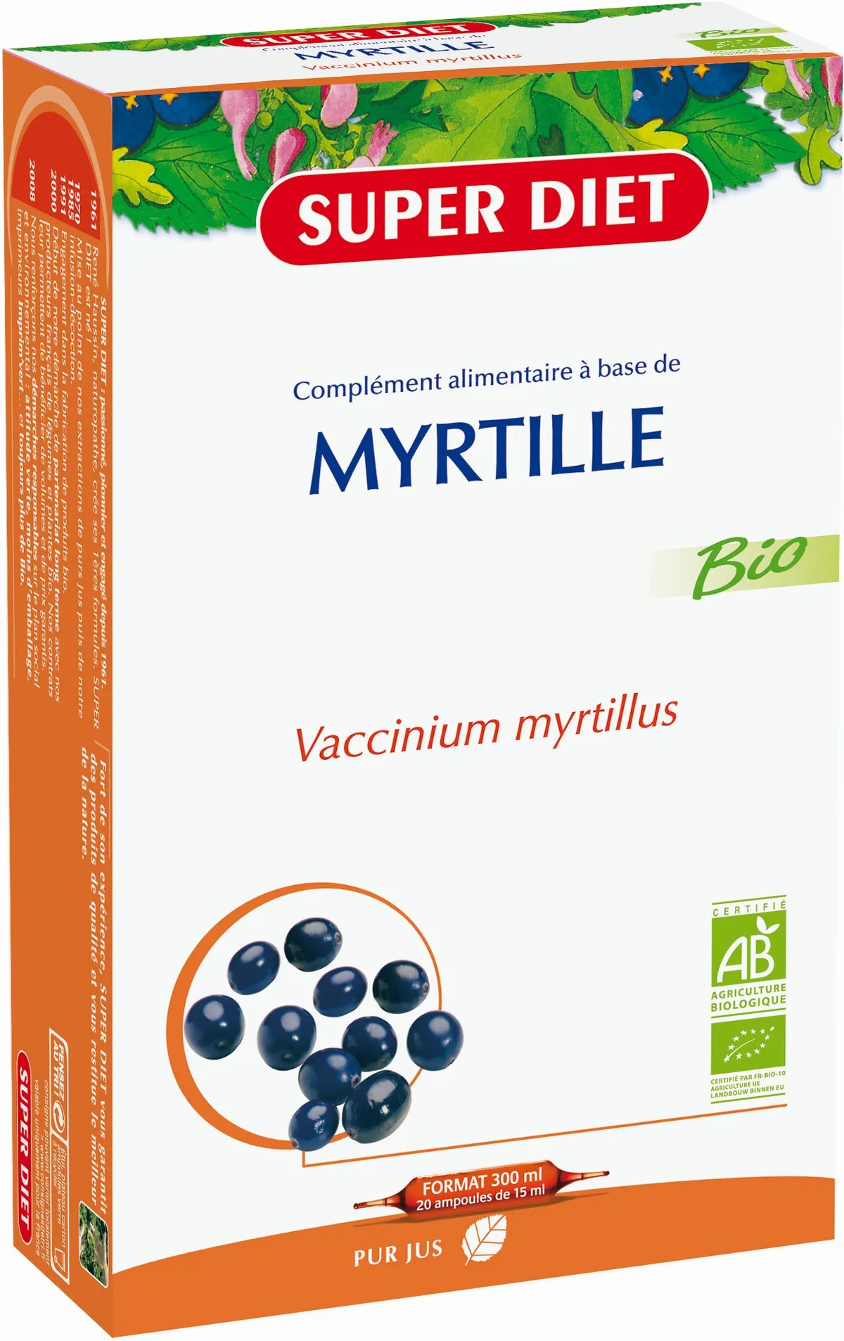 SuperDiet Myrtille Bio 20 Ampoules x 15ml