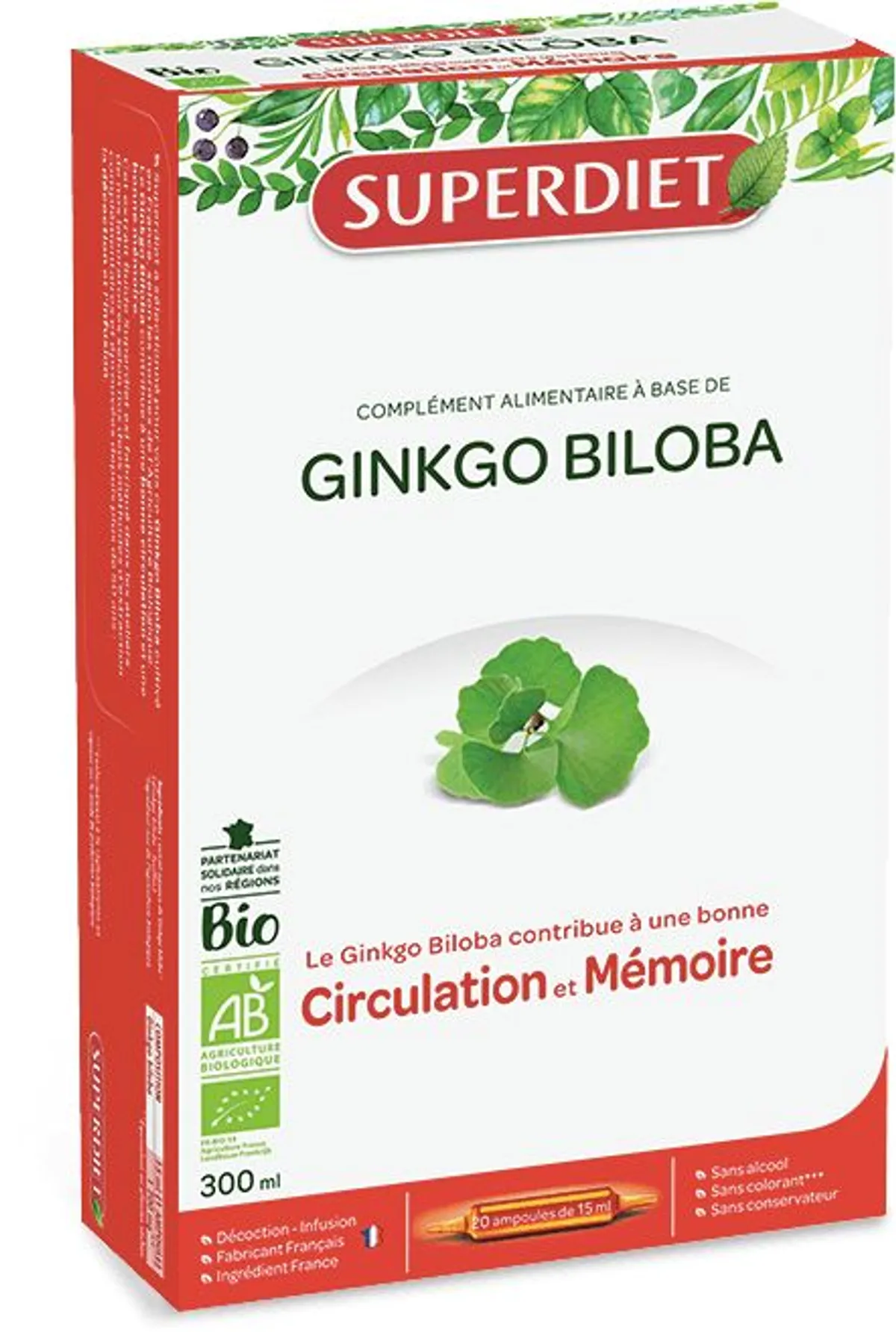 SuperDiet Ginkgo Biloba Bio 20 Ampoules x 15ml