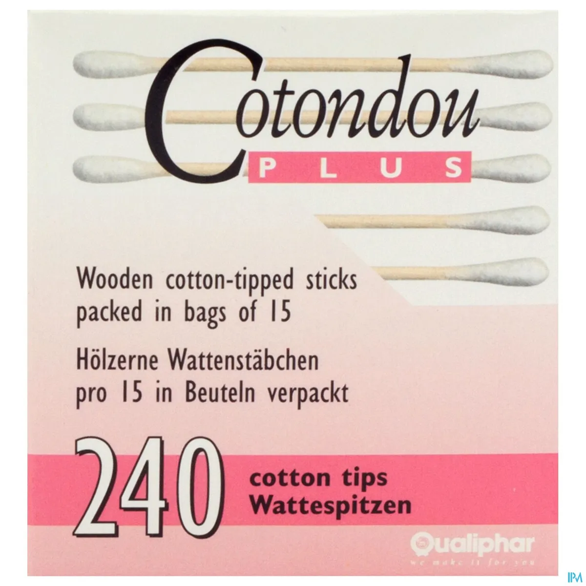 Cotondou Plus Wattenstaafjes Hout 120 Wattenstaafjes (240 Gewatteerde Uiteinden)