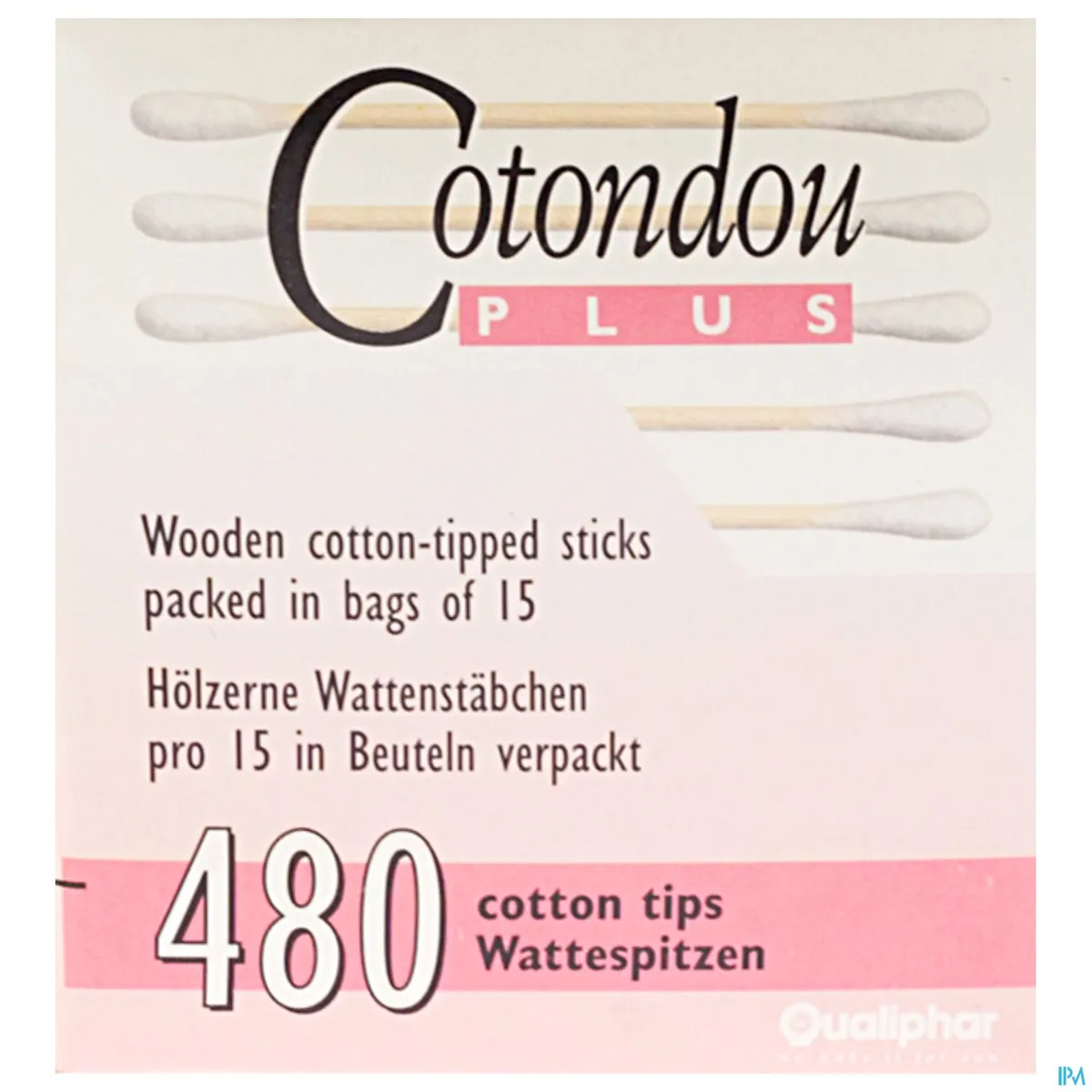 Cotondou Plus Wattenstaafjes Hout 240 Wattenstaafjes (480 Gewatteerde Uiteinde)