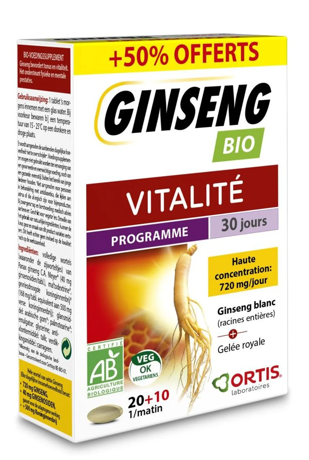 Ortis Ginseng Bio Comp 20 + Comp 10 Gratuit