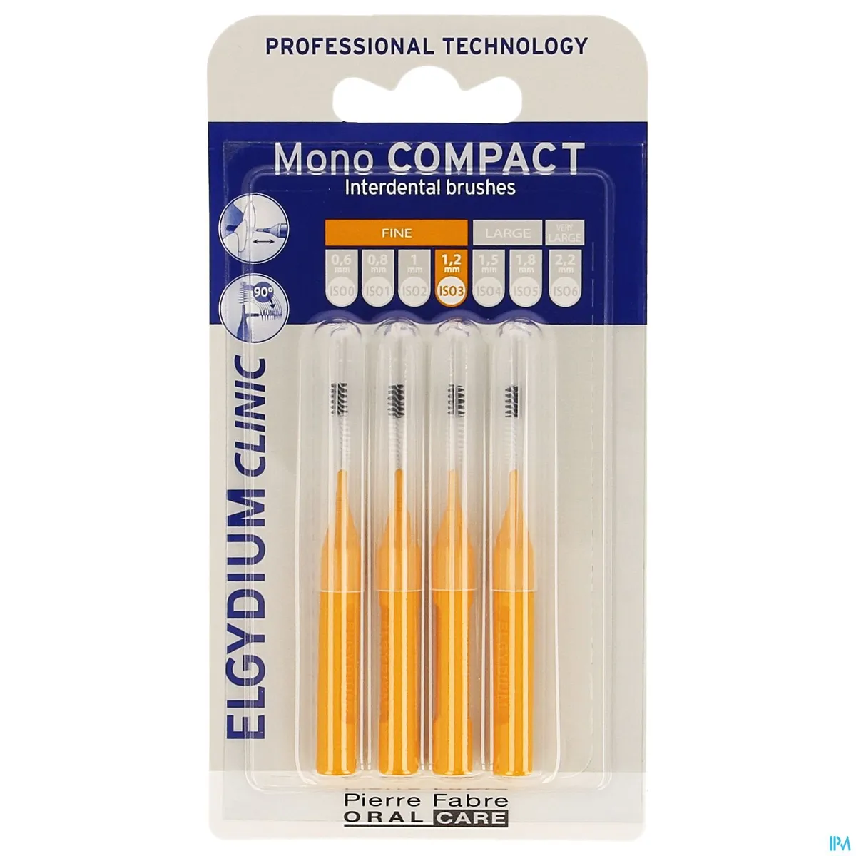Oral Care Elgydium Clinic Mono Compact Interdentale Borstel Oranje Iso3 1,2mm 4 Stuks