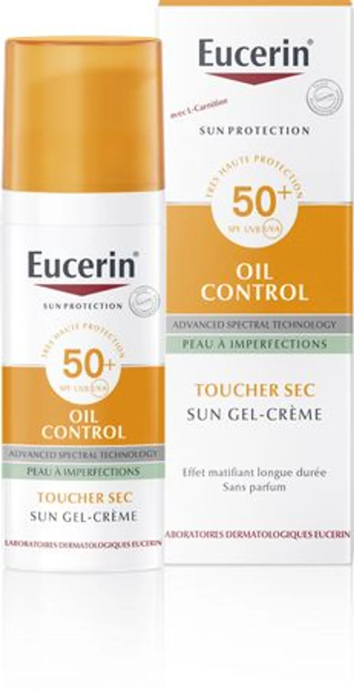 Eucerin Sun Oil Control SPF 50+ Toucher Sec Gel-Crème Peau à Imperfections et Grasse avec pompe 50ml