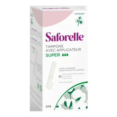 Saforelle Coton Protect Tampons Applicateur Super 14 Tampons
