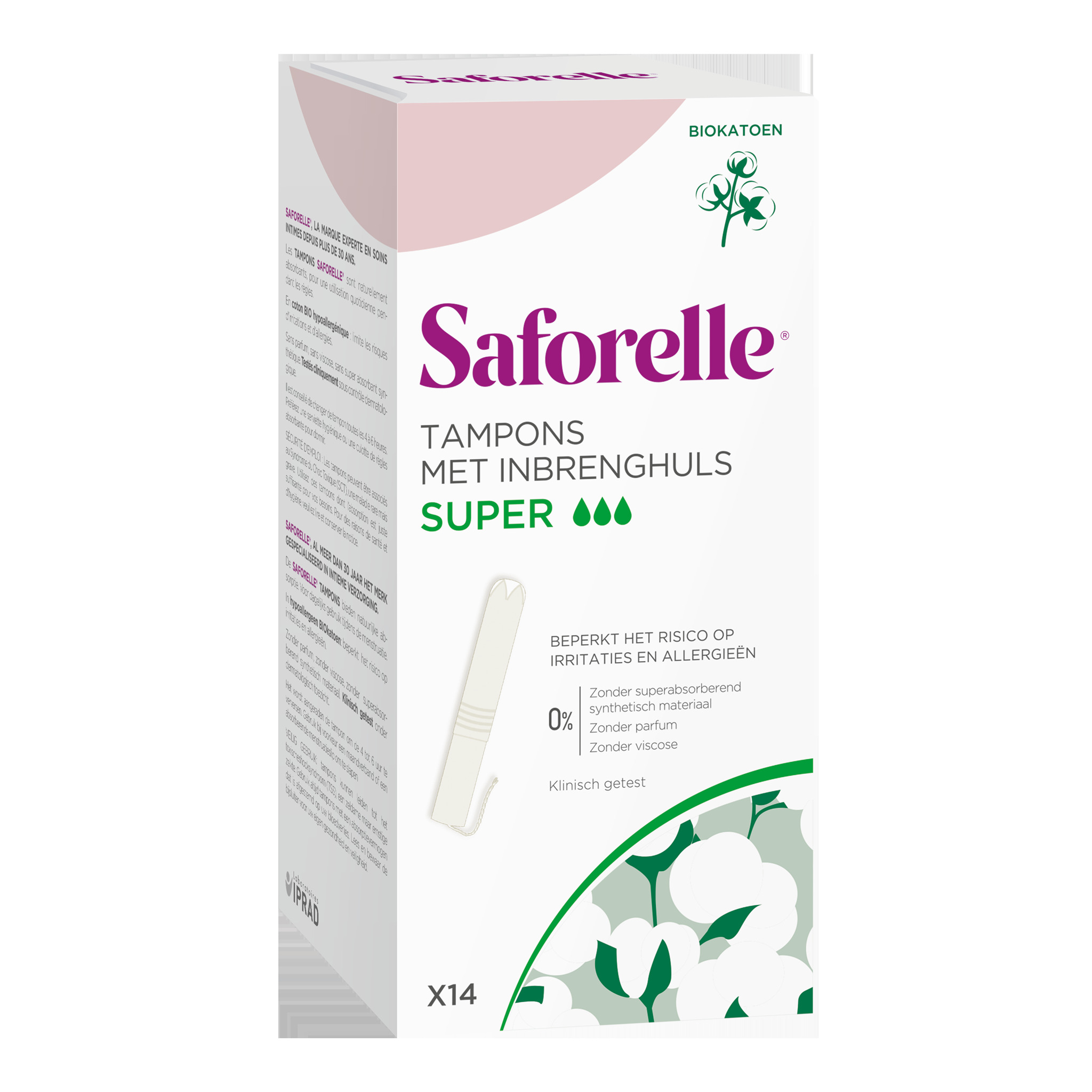 Saforelle Coton Protect Tampons Inbrenghuls Super 14 Tampons - Saforelle