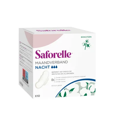 Saforelle Coton Protect Nacht Maandverbanden 10