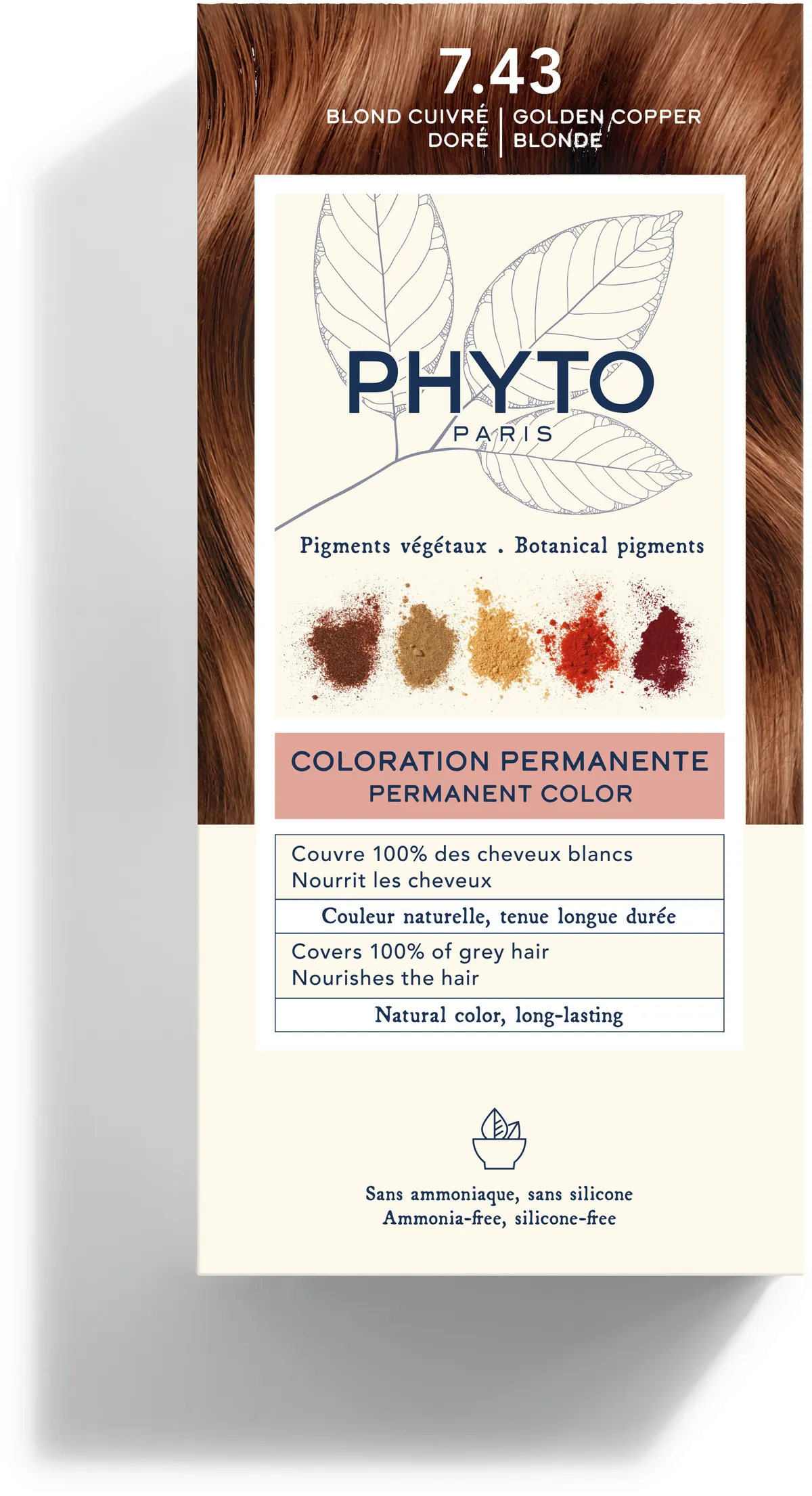 PHYTO Permanente Haarkleuring 7.43 Koper Goudblond