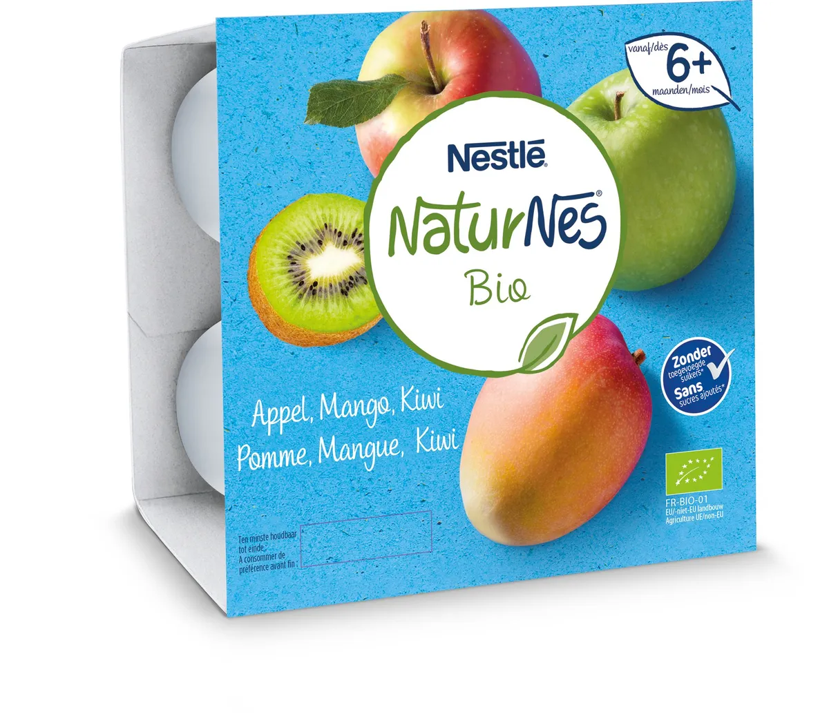 NESTLÉ NaturNes Bio Compote Multifruits Bébé 6+ Mois 4 x 90g