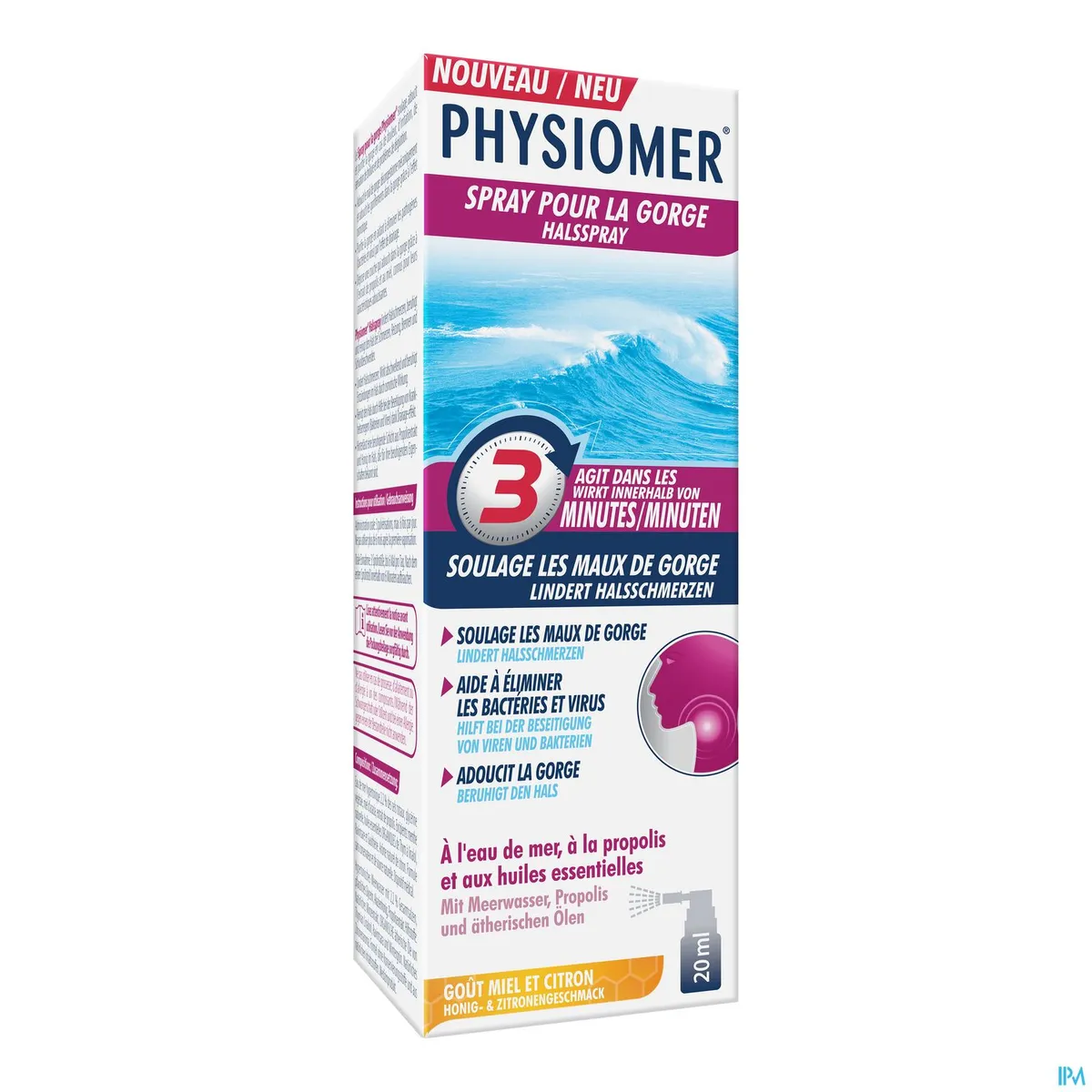 Physiomer Spray Gorge Miel Citron 20ml