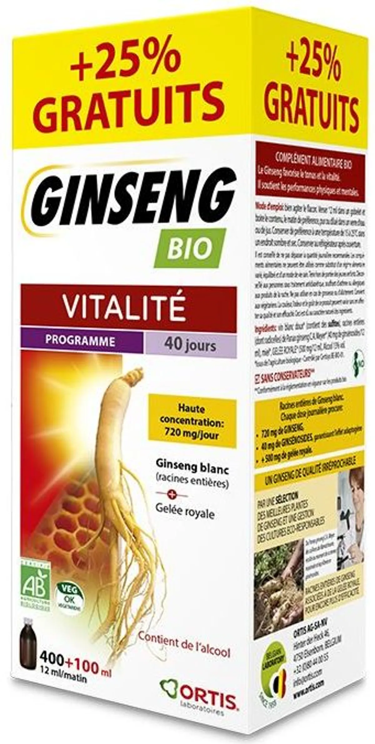 Ortis Ginseng Bio Flacon 400ml (+100ml)