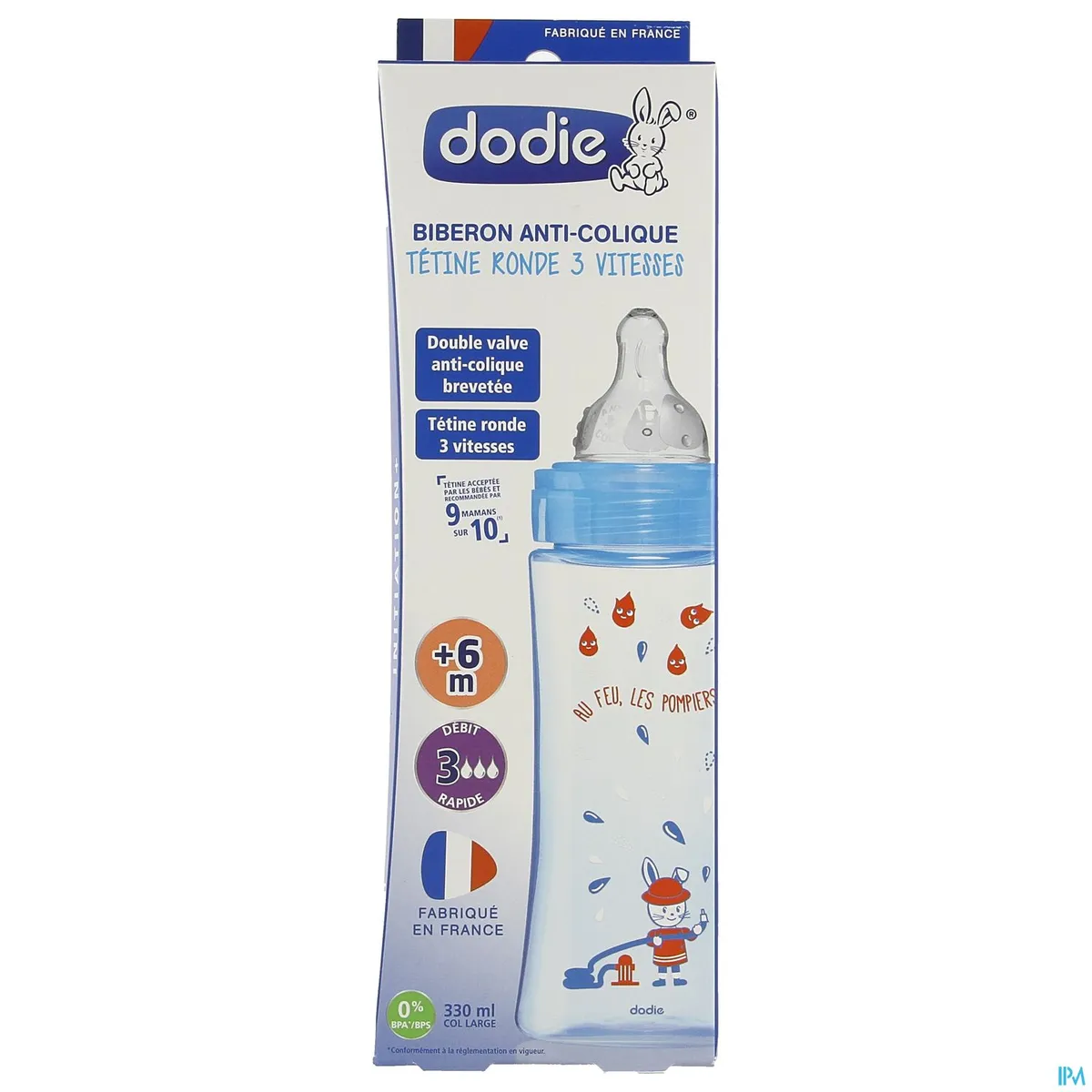 Dodie Biberon Initiation+ Bleu Pompier 330ml